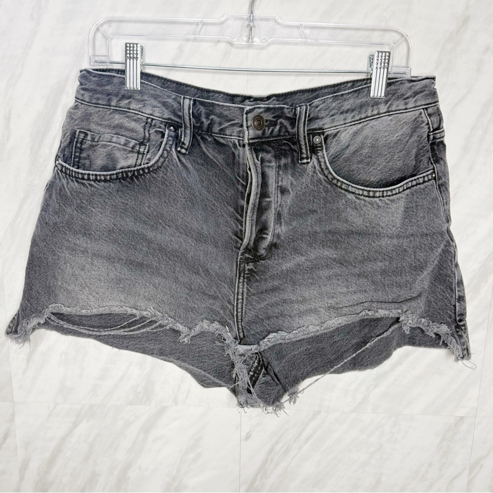 Allsaints Distressed Gray Denim Shorts 30